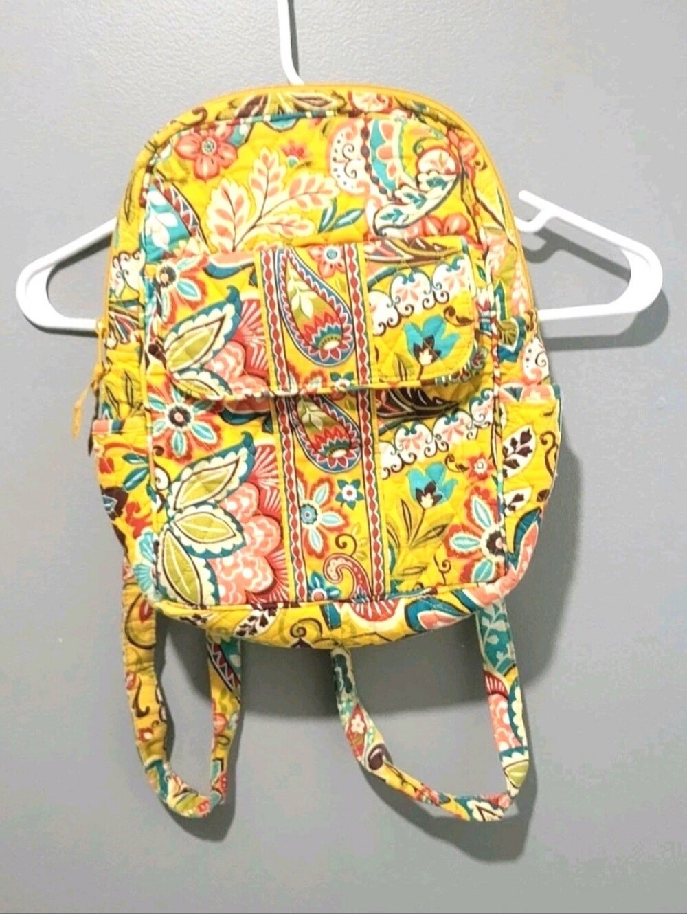 VERA BRADLEY Yellow Floral Mini Quilted Backpack